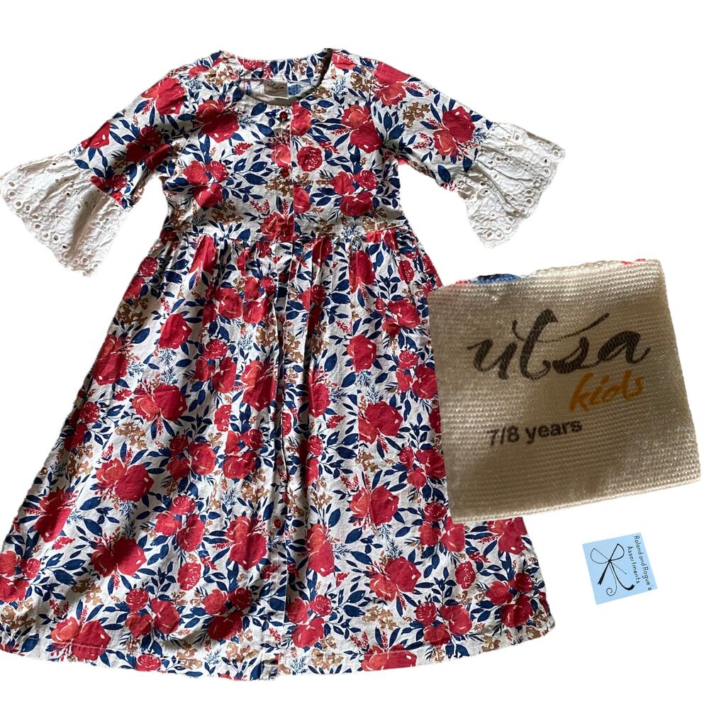 Utsa Kids Floral Dress Kids Sz 7-8